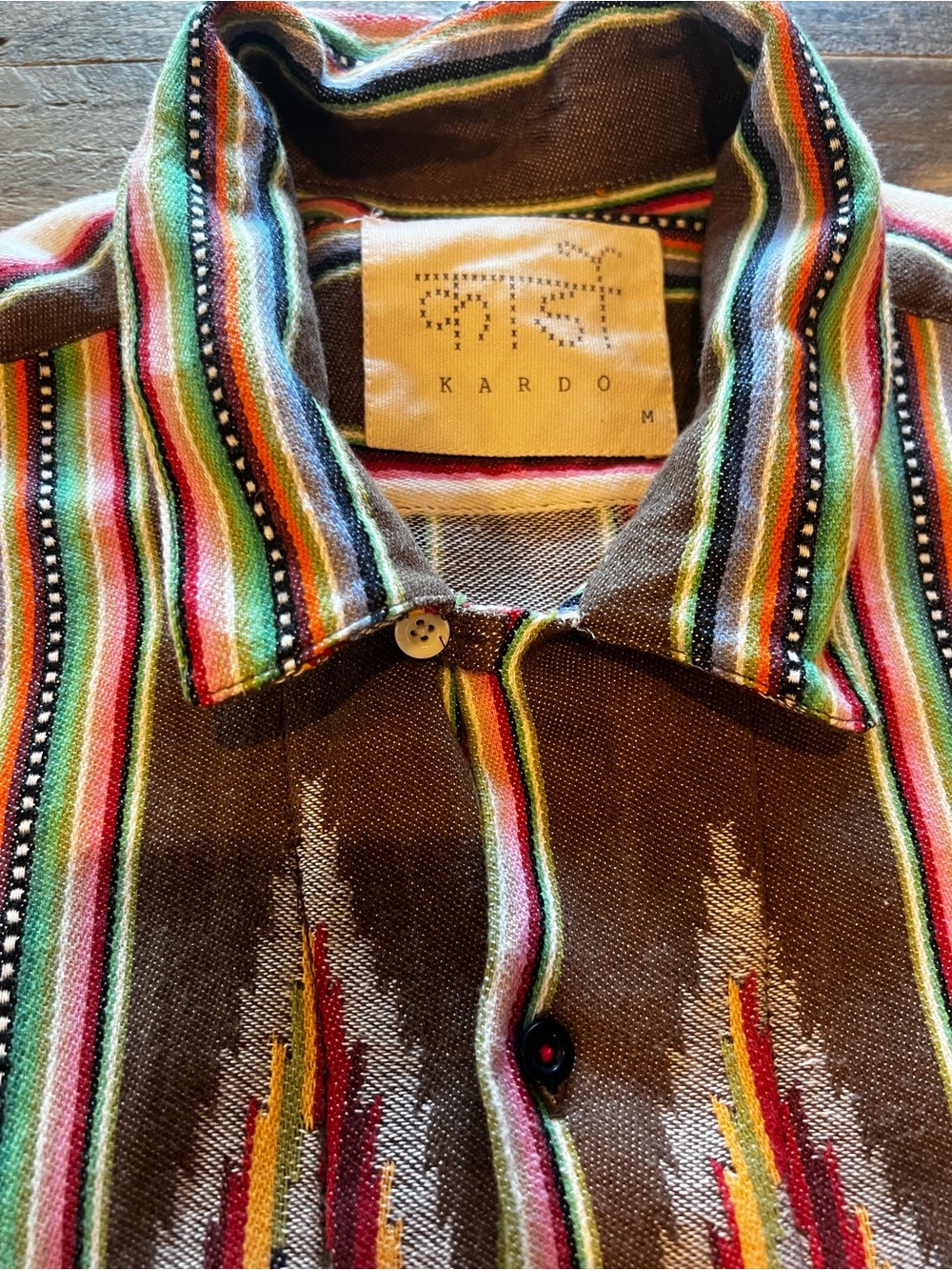 Kardo Handwoven Blanket Stripe Shirt & Shorts Set Mens M Fits Small STAG - Picture 5 of 12
